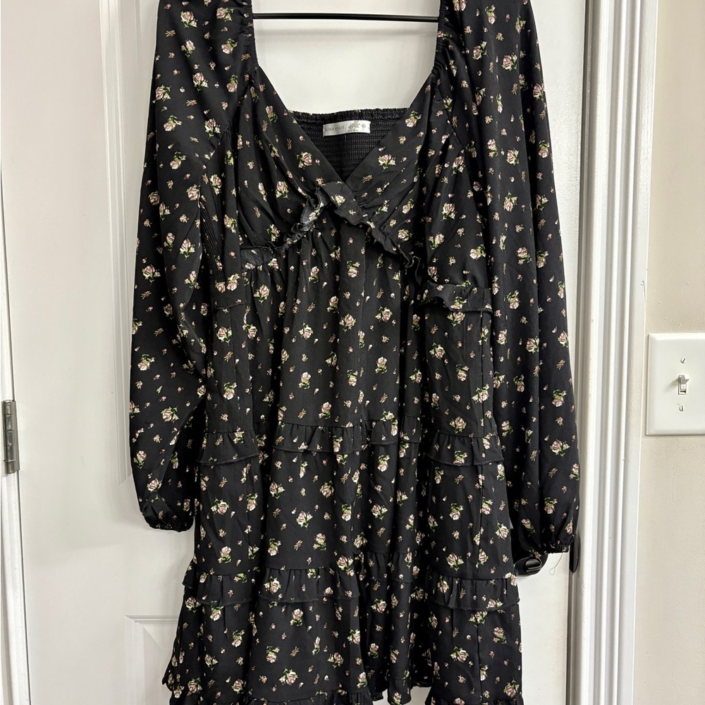 Altar'd State Black Floral Midi Dress